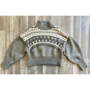 Pringle of Scotland x H&M Gray Fair Isle Turtleneck Holiday Sweater Top Medium